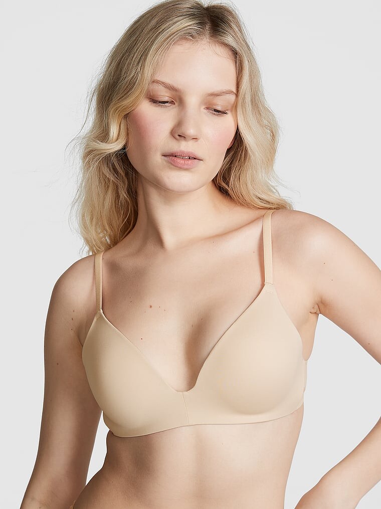 Бюстгальтер Victoria's Secret Pink Wear Everywhere Wireless Push-up, светло-бежевый