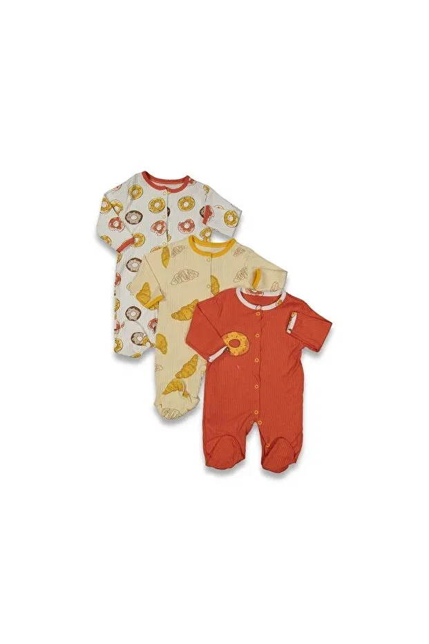 Детский комбинезон для девочек и мальчиков хлопковый с принтом Enia baby girl boy baby outfit cotton snap fastener booties patterned 3-piece seasonal jumpsuit 0-3-6-9 months Defne Lina Baby, Multicolor — фото 2
