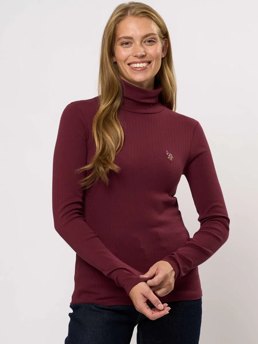 Свитер U.S. Polo Assn. 'UWKarla' винно-красного цвета — фото 3
