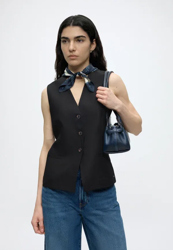 Жилет из лиоцелла и льна Summer long waistcoat Tommy Hilfiger, черный — фото 4