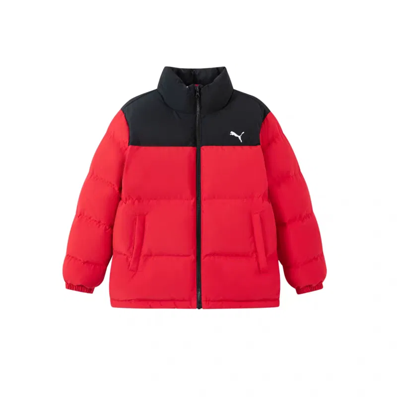 Детская куртка-пуховик с воротником-стойкой, утепленная, Red Black Tone 00369, PUMA