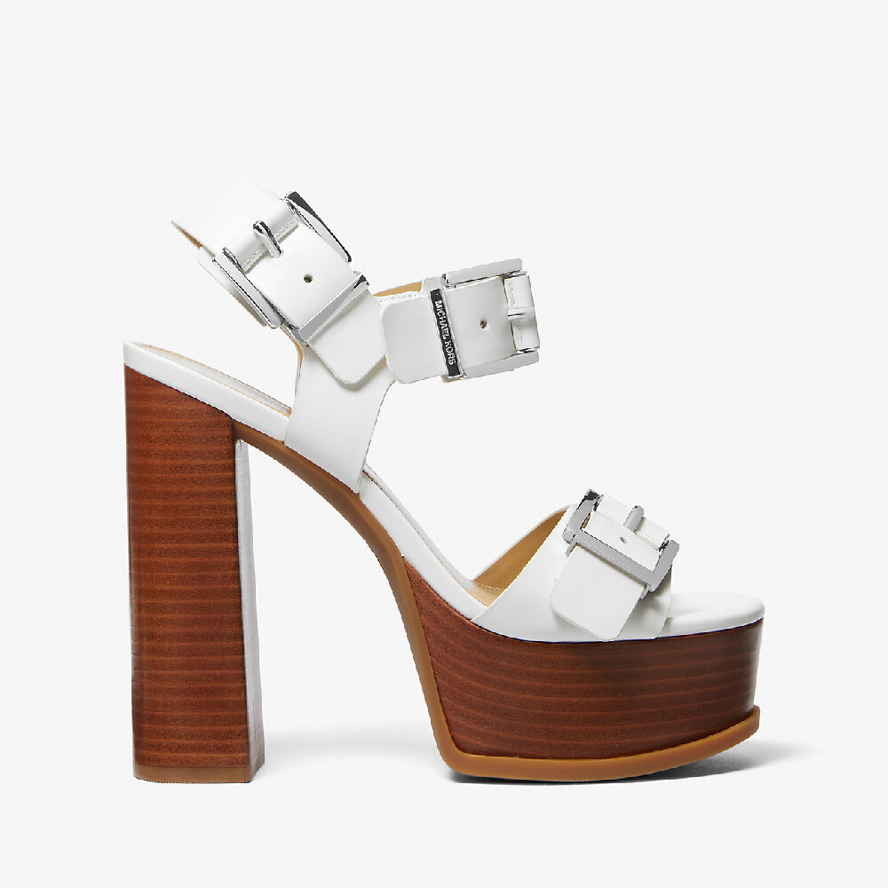 

Босоножки Michael Michael Kors Colby Leather Platform, белый/коричневый