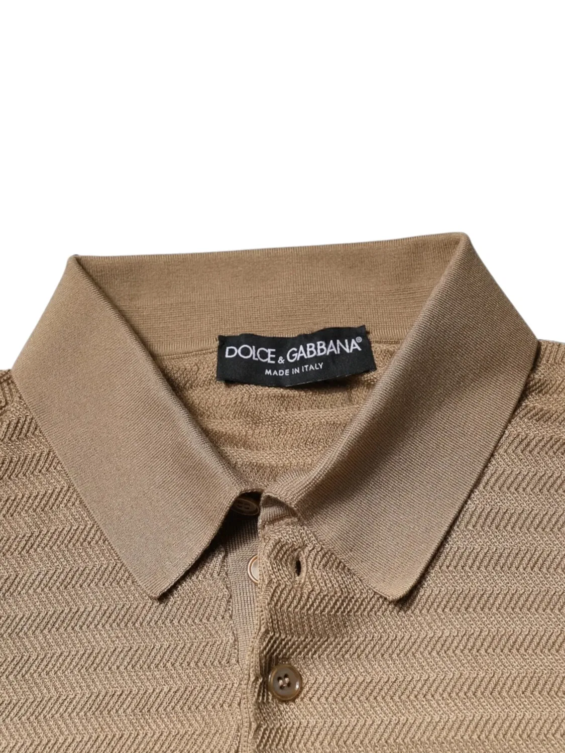 Поло с коротким рукавом, шелк, коричневое Dolce & Gabbana, коричневый — фото 2