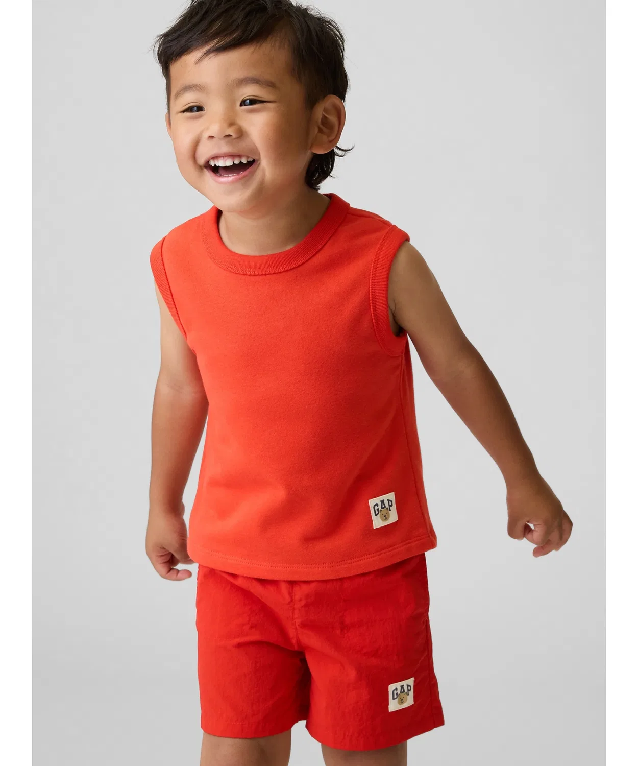Детский топ без рукавов из футера Vintage Soft GAP, Red