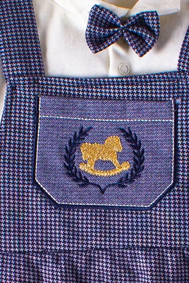 Детский комбинезон с принтом Horse patterned slopet set with cap baby set Mai Perla, Navy Blue — фото 3