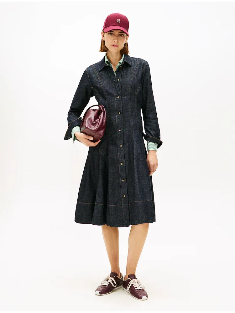 Платье джинсовое миди Fit & Flare TOMMY HILFIGER, Navy
