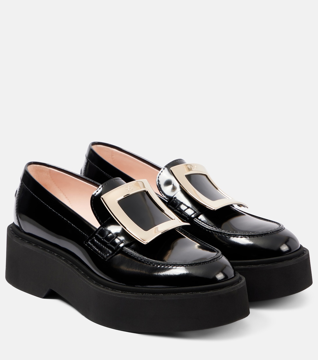 Лакированные кожаные туфли Viv' Rangers на платформе Roger Vivier, Nero