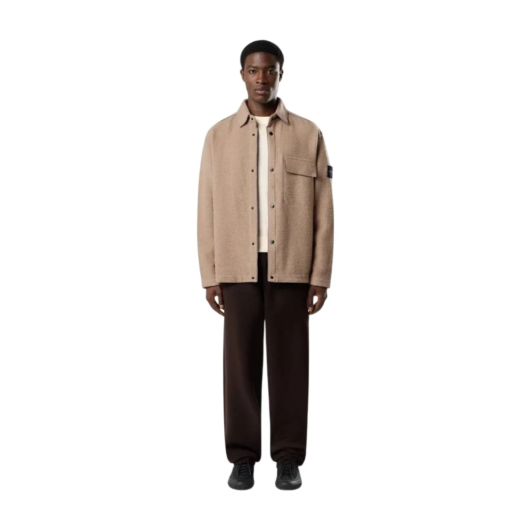 Мужская рубашка-куртка Stone Island Comfort-fit Snap-front With Chest Pocket, песочный