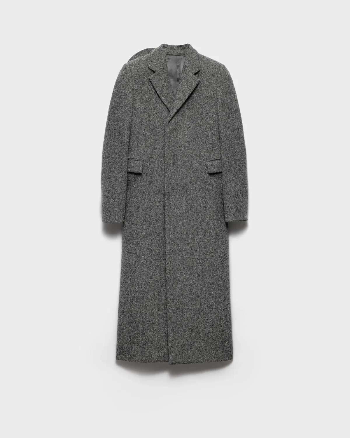 Однобортное шерстяное пальто Prada, серый