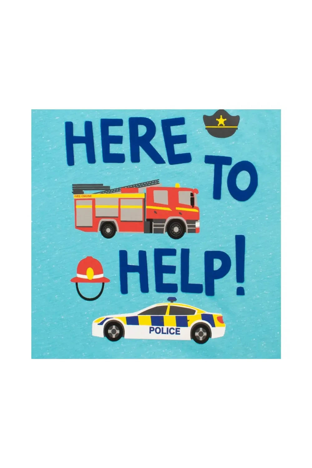 Детская футболка с принтом Here to Help Rescue Car Harry Bear, Blue — фото 2