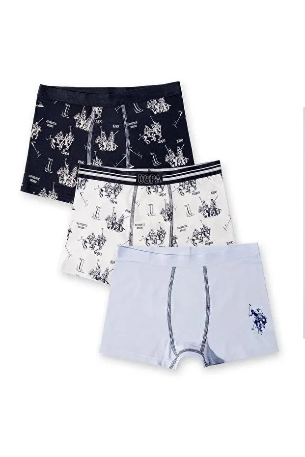 Детские боксеры для мальчиков с принтом комплект 3 шт U.S. Polo Assn., Lacivet Blue Printed