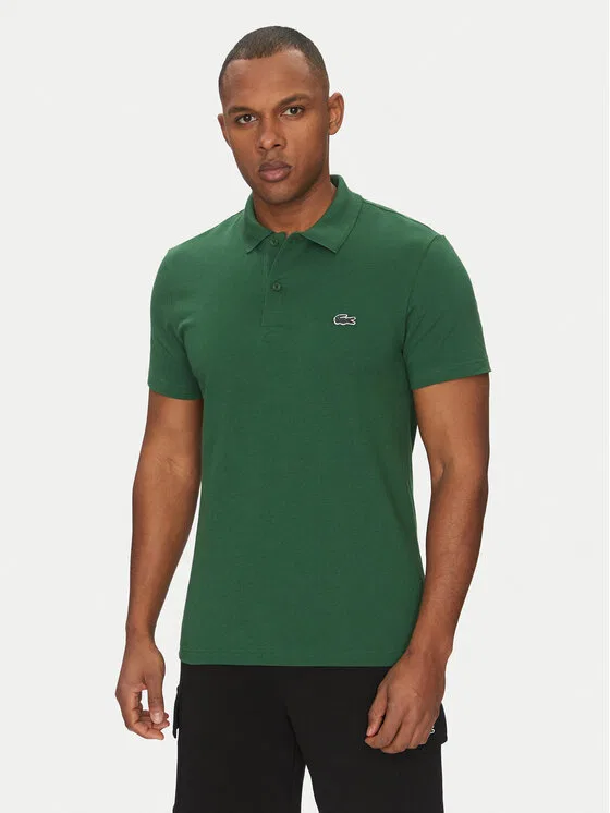 Поло Lacoste Regular Fit, мужская, однотонная, зеленый