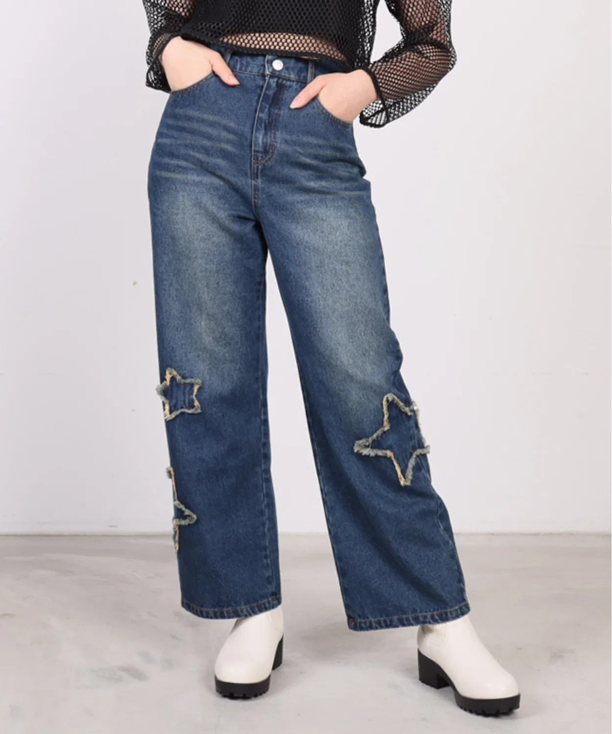 Детские джинсы с принтом звезды PINKHUNT, Light Indigo Blue