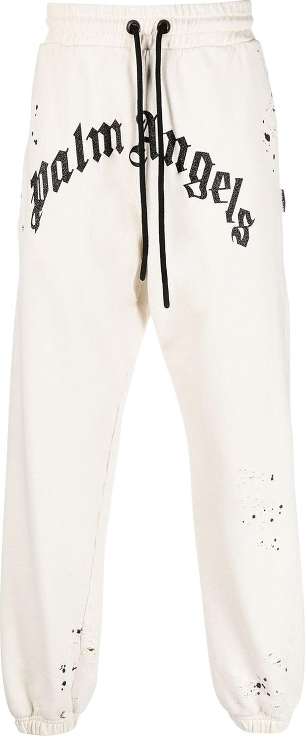 

Спортивные брюки Palm Angels GD Glittered Logo Sweatpants 'Off White', белый