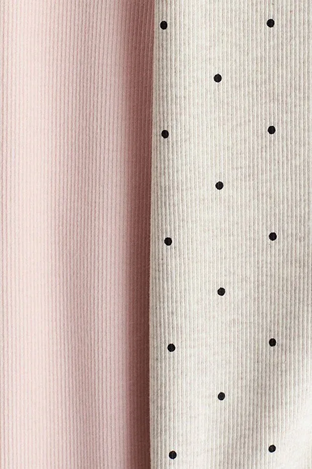 Детский комплект футболок с коротким рукавом H&M, Light Dusty Pink/Polka Dot — фото 2