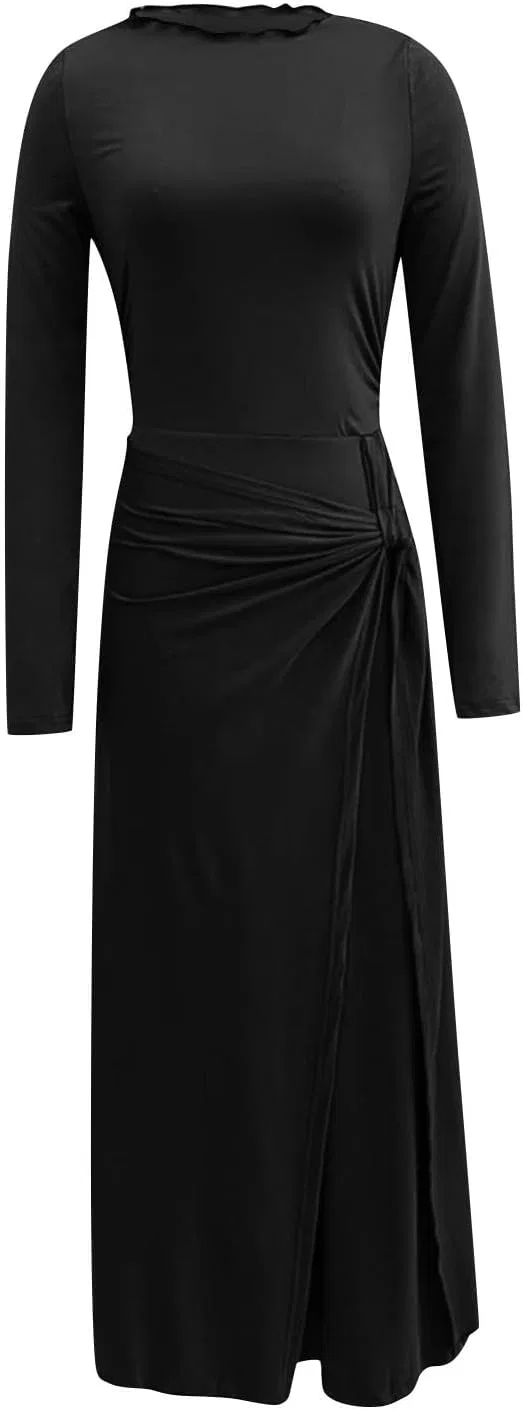 Женское вечернее платье Bodycon Maxi с длинным рукавом, чёрный — фото 4