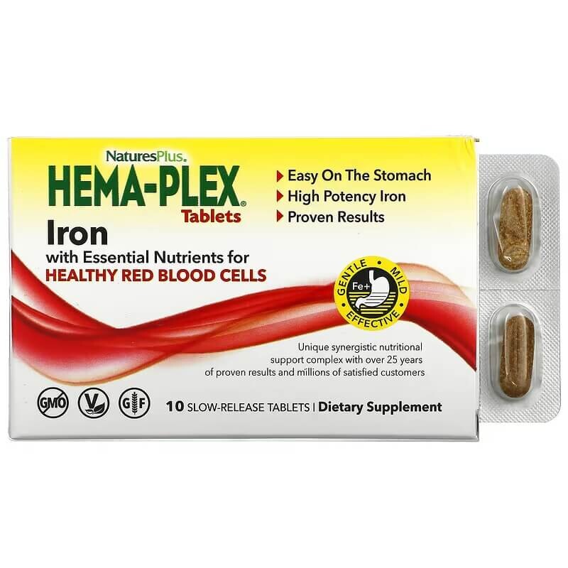 

Железо NaturesPlus Hema-Plex, 10 таблеток