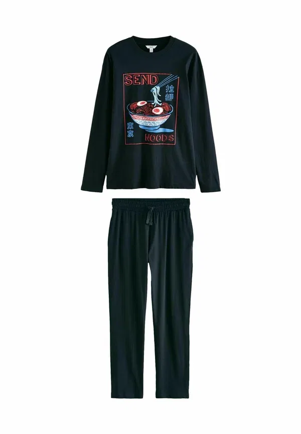 Пижамный комплект хлопковый Graphic long sleeve set Next, черный