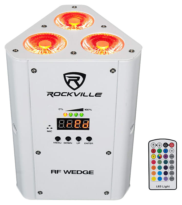 

Комплект Rockville RF WEDGE WHITE RGBWA + UV Battery Wireless DMX DJ Par Up Light + RF Remote