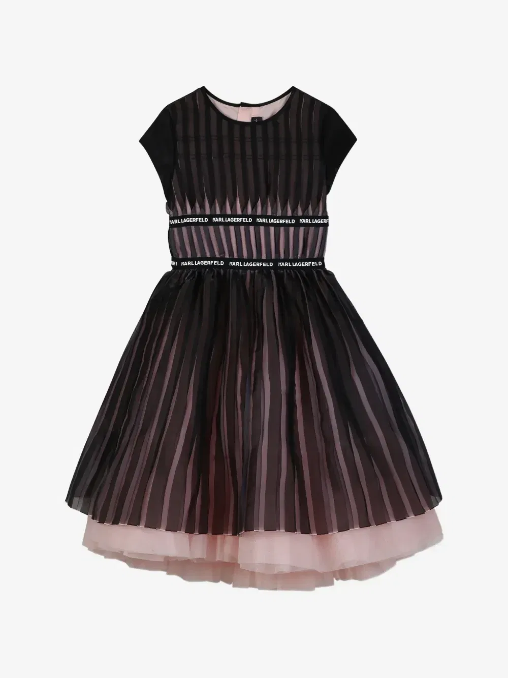 Плиссированное платье с логотипом Karl Lagerfeld Kids, черный