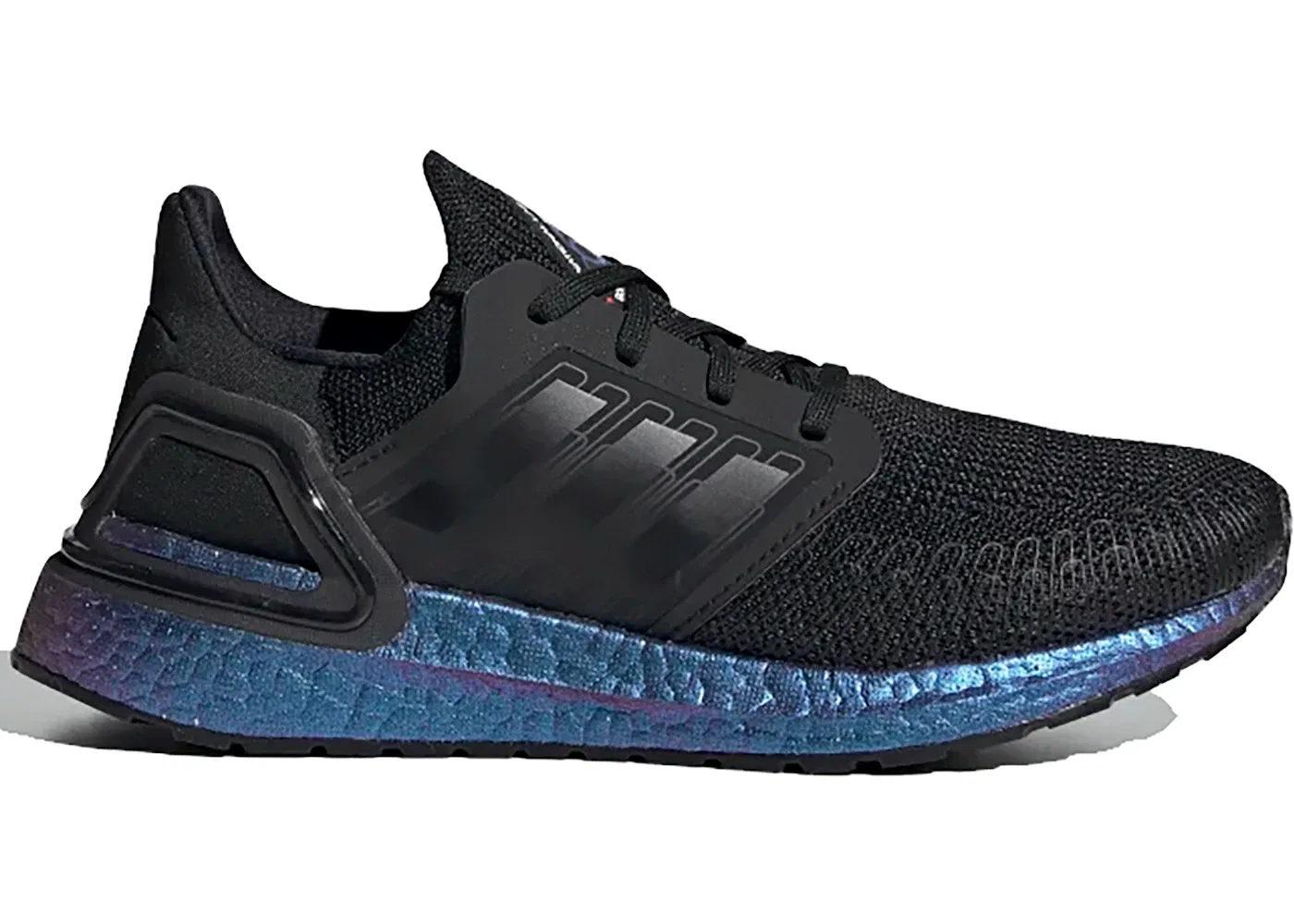 Детские кроссовки для мальчиков с технологией Boost Adidas Ultra Boost 20, Core Black/Core Black/Boost Blue Violet Metallic
