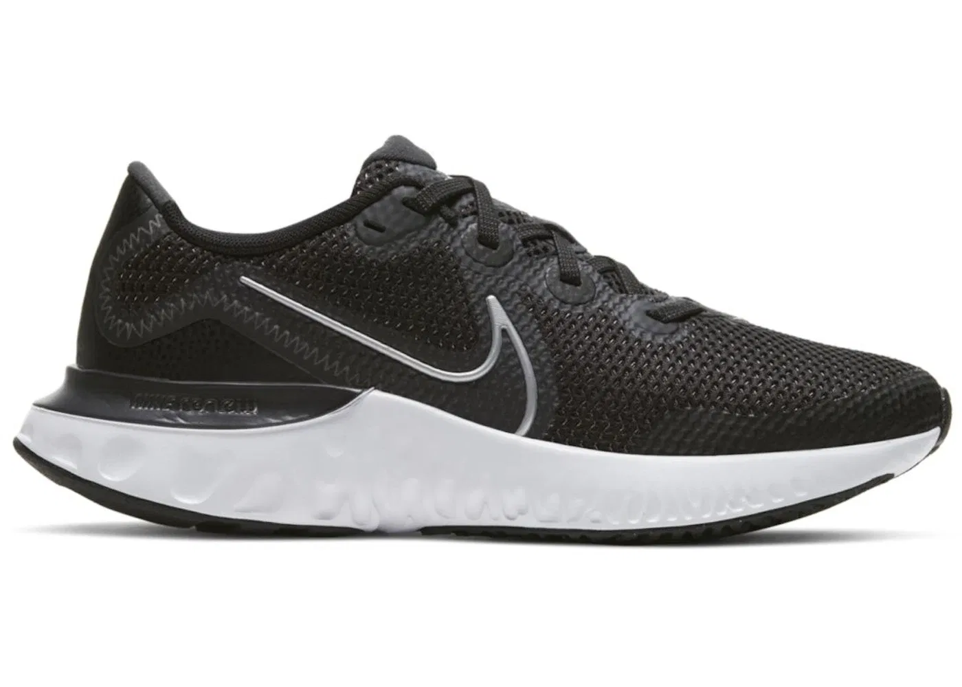 Детские кроссовки для повседневной носки Nike Renew Run Nike, Black/White/Wolf Grey/Metallic Silver