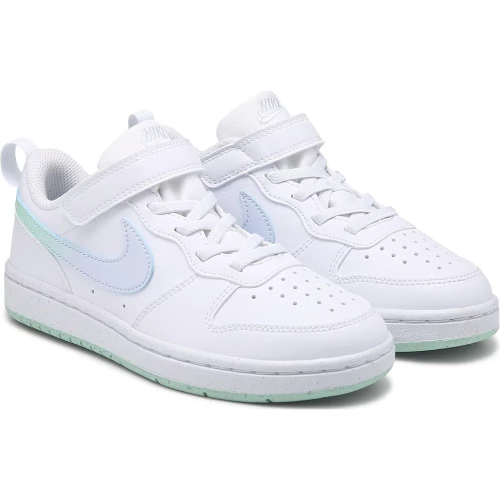 Детские низкие кроссовки Court Borough Recraft Nike, White/Mint/Blue