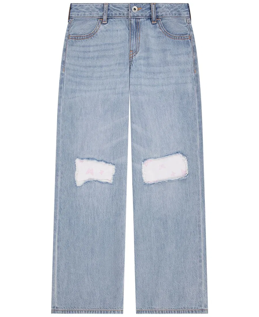 Джинсы свободного кроя с заплатками abercrombie kids, Blue