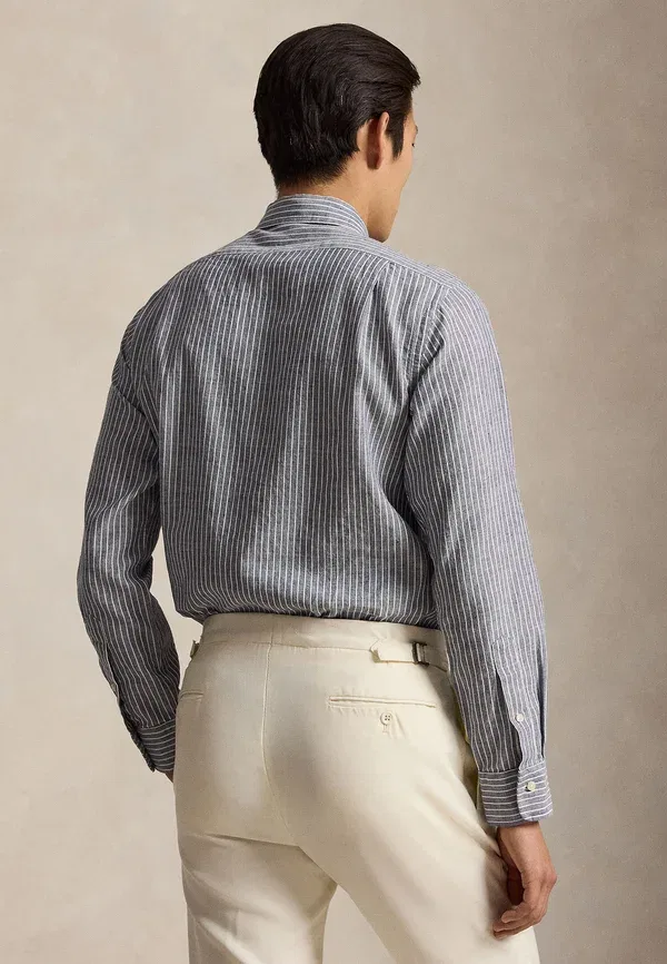 Рубашка из хлопка и льна с полосками Polo Ralph Lauren, белый/темно-синий — фото 3