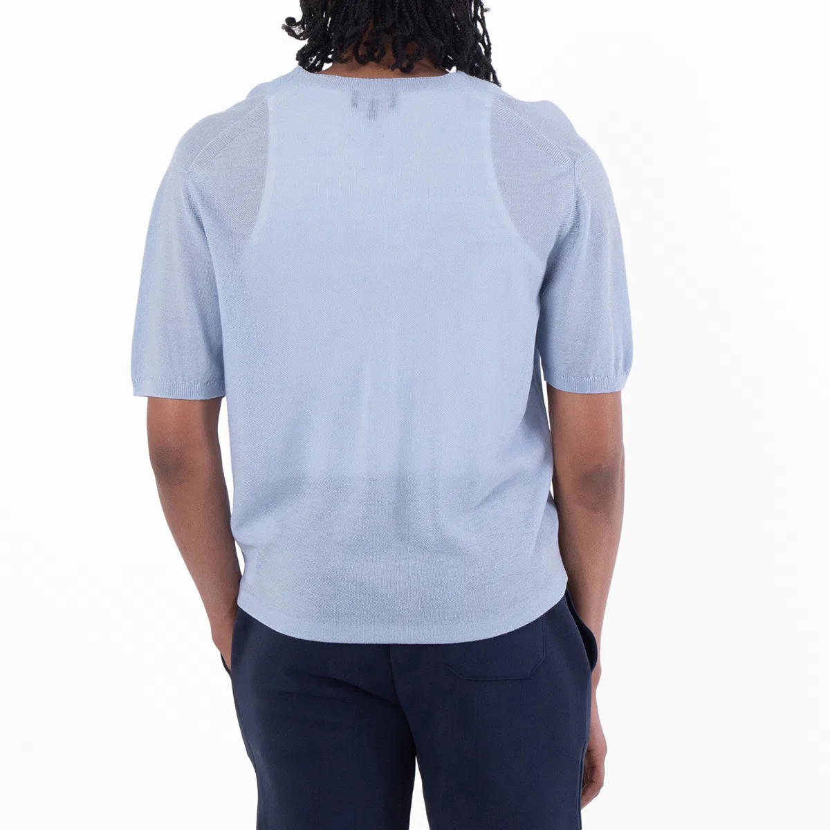 Футболка с V-образным вырезом и цветовым блоком Emporio Armani, Subdued Blue/Blue Navy — фото 3