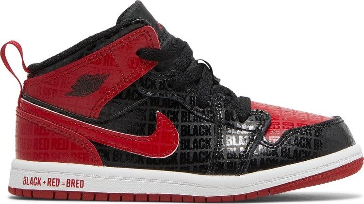 

Кроссовки Air Jordan 1 Mid SS TD 'Black + Red = Bred', черный (Размер 25 RU)