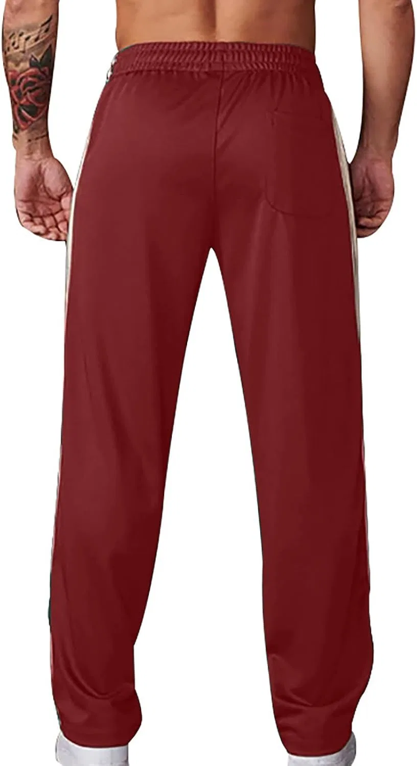 Мужские спортивные штаны с принтом, Athletic Sweatpants Striped Color Block, красный — фото 3