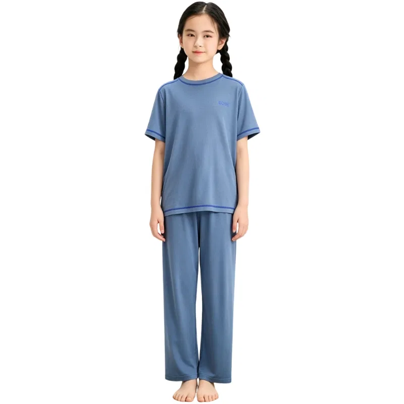 Детский комплект для отдыха с круглым вырезом, Navy Blue Girls, YALU