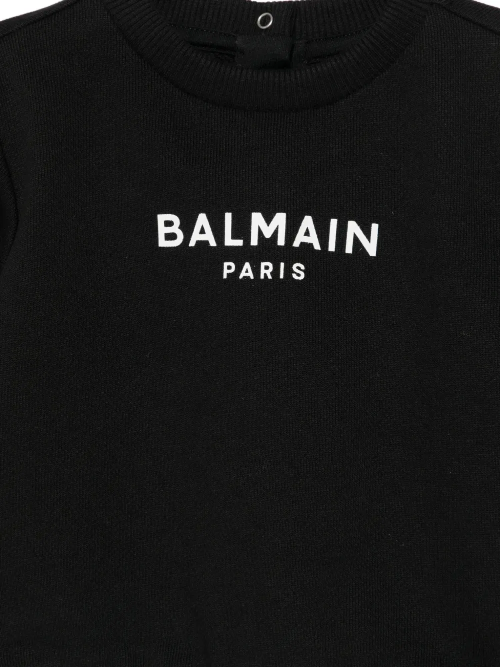 Хлопковая толстовка с логотипом Balmain Kids, черный — фото 3