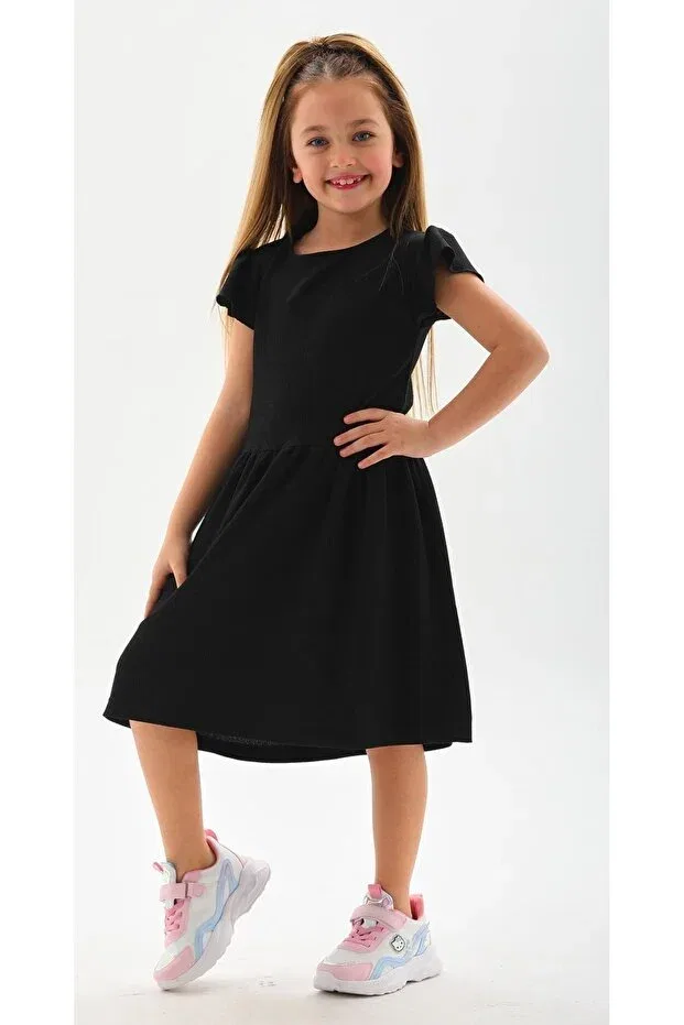 Детское платье для девочек хлопковое Devrimay Tekstil, Black — фото 3