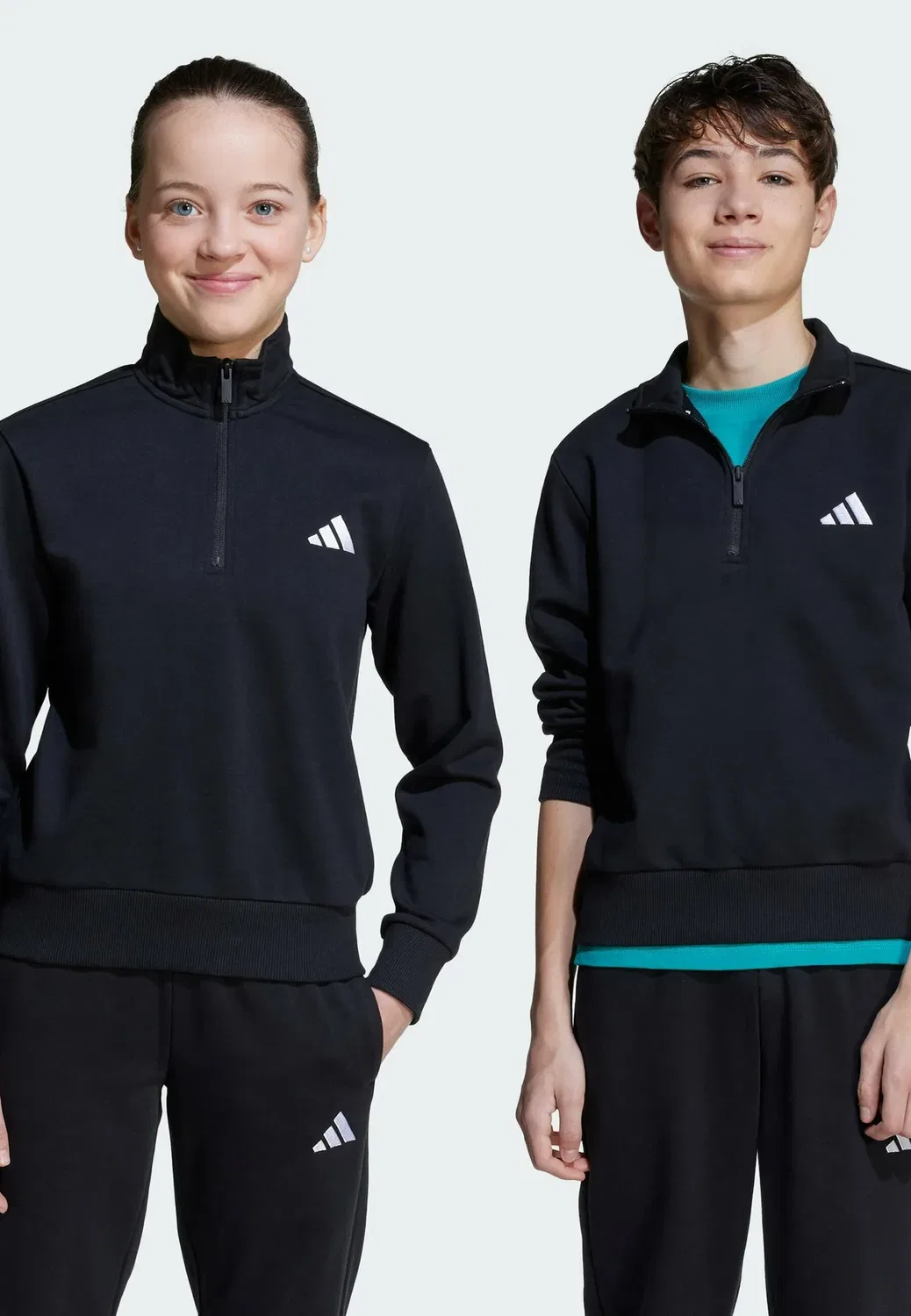 Детская толстовка Essentials с застежкой-молнией до середины груди, унисекс Adidas Sportswear, Black White — фото 2