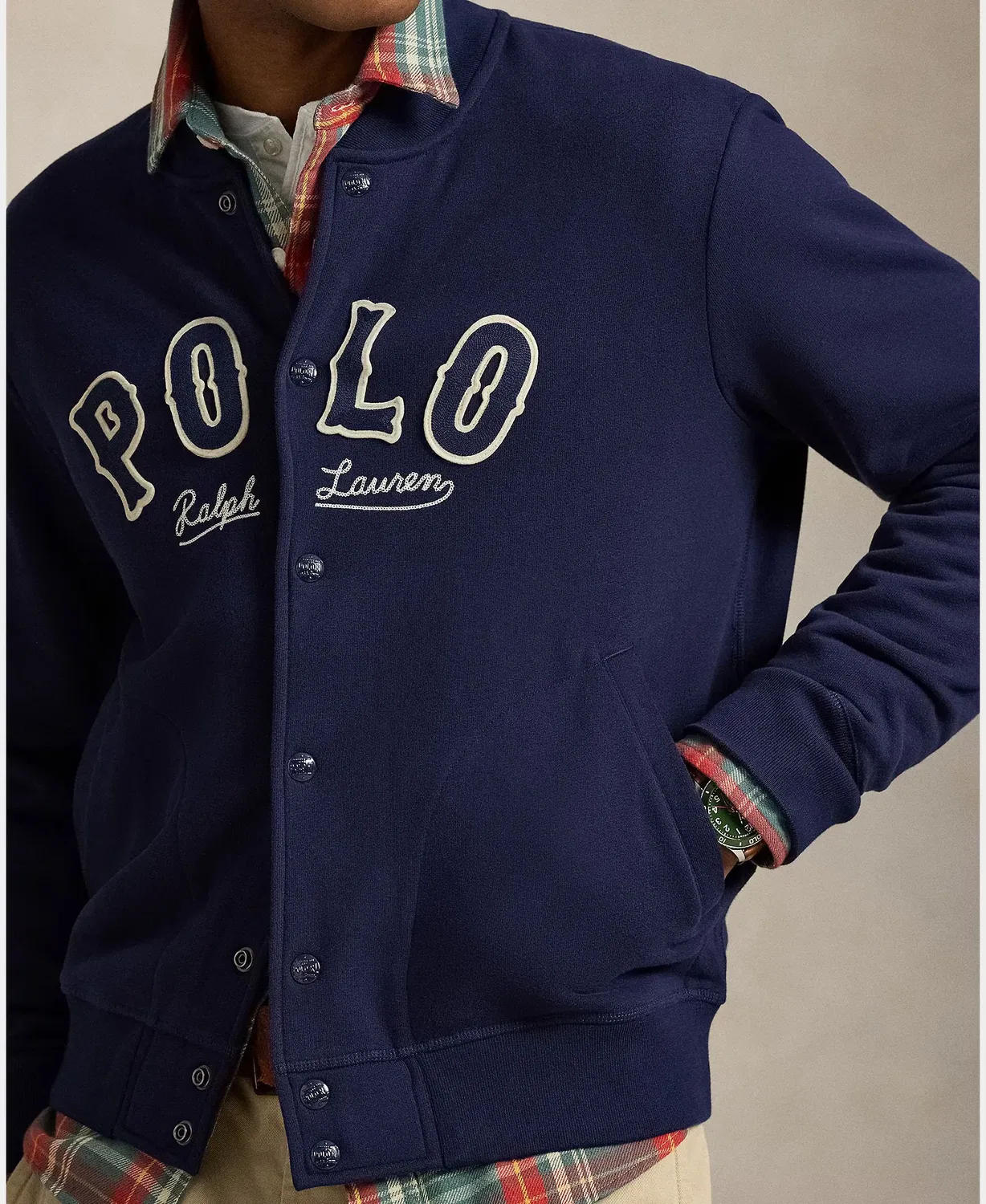 Мужская бомбер-куртка с логотипом Polo Ralph Lauren, Azul Marino — фото 4