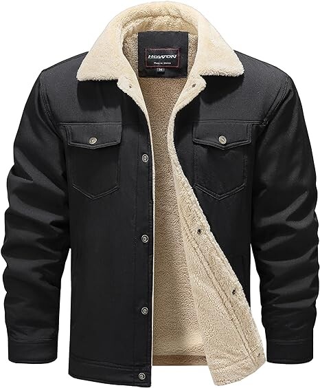 

Куртка HOW'ON Men's Casual Sherpa Fleece Lined With Fur Collar, черный