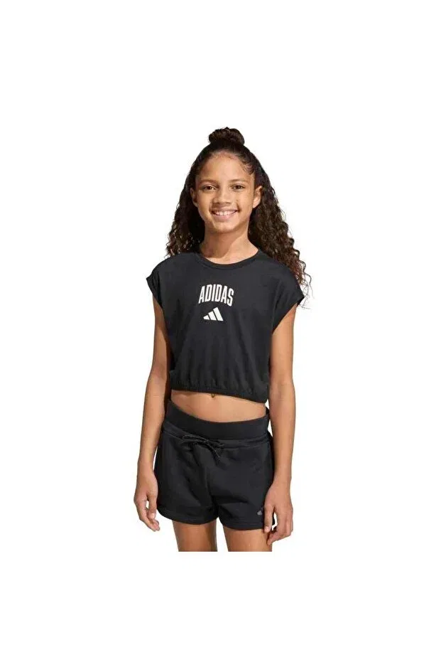 Детская спортивная футболка для девочек с принтом Adidas, Black