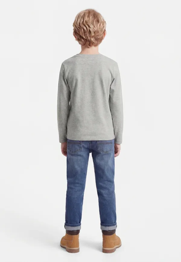 Топ с длинным рукавом хлопковый Long sleeved regular fit - long sleeved top Name It, grey melange, серый — фото 2