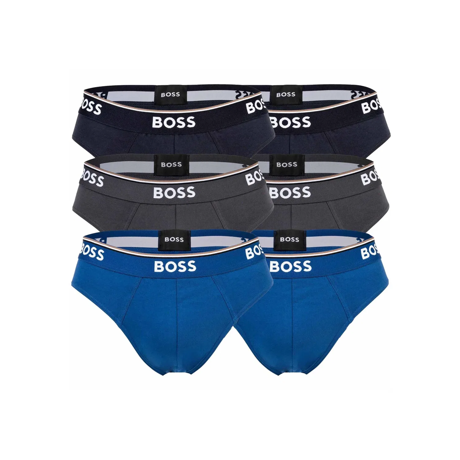 Мужские трусы-слипы с логотипом на поясе BOSS, Blue