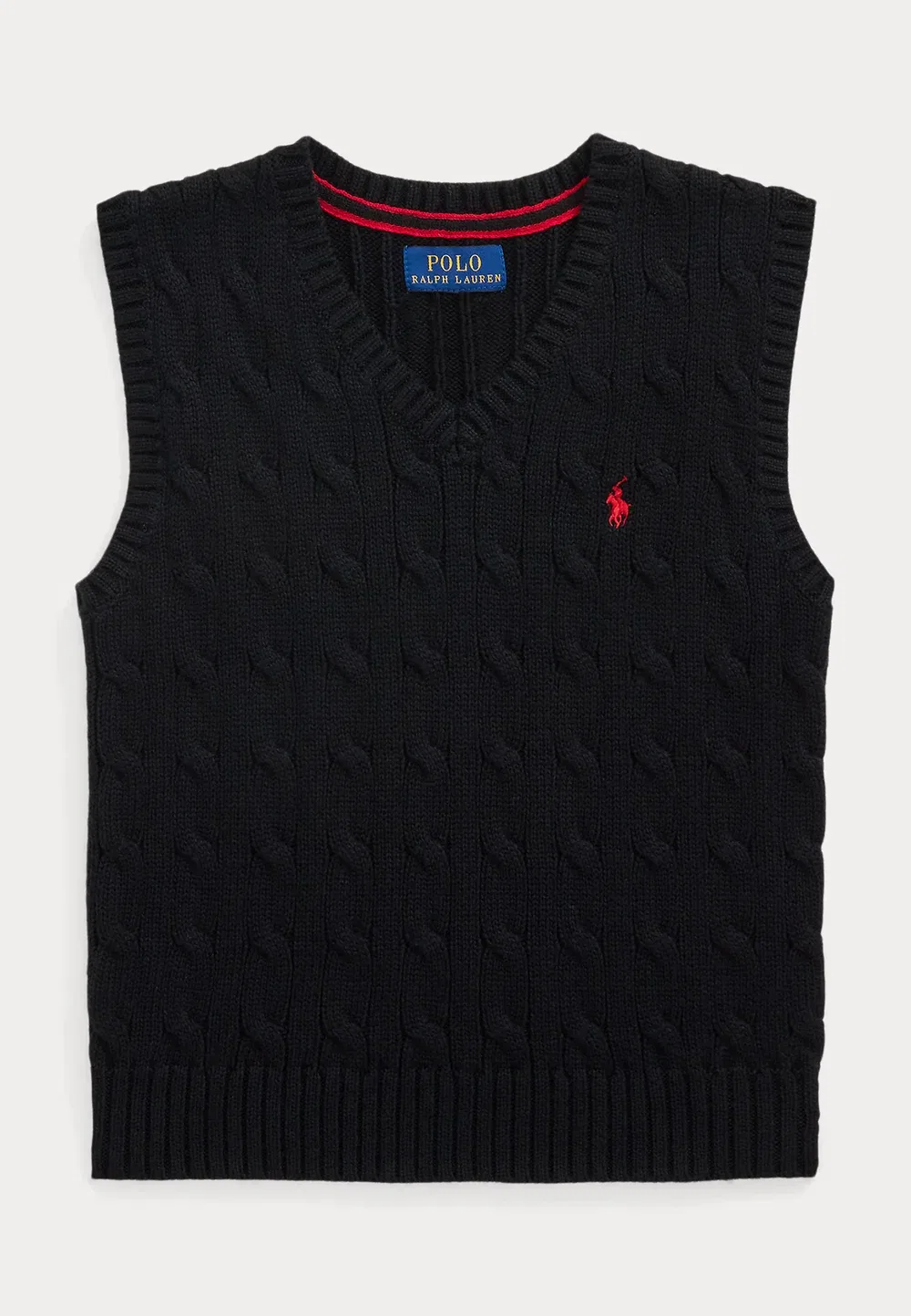Жилет из хлопкового трикотажа крупной вязки, размер 2-6 лет Polo Ralph Lauren, Black