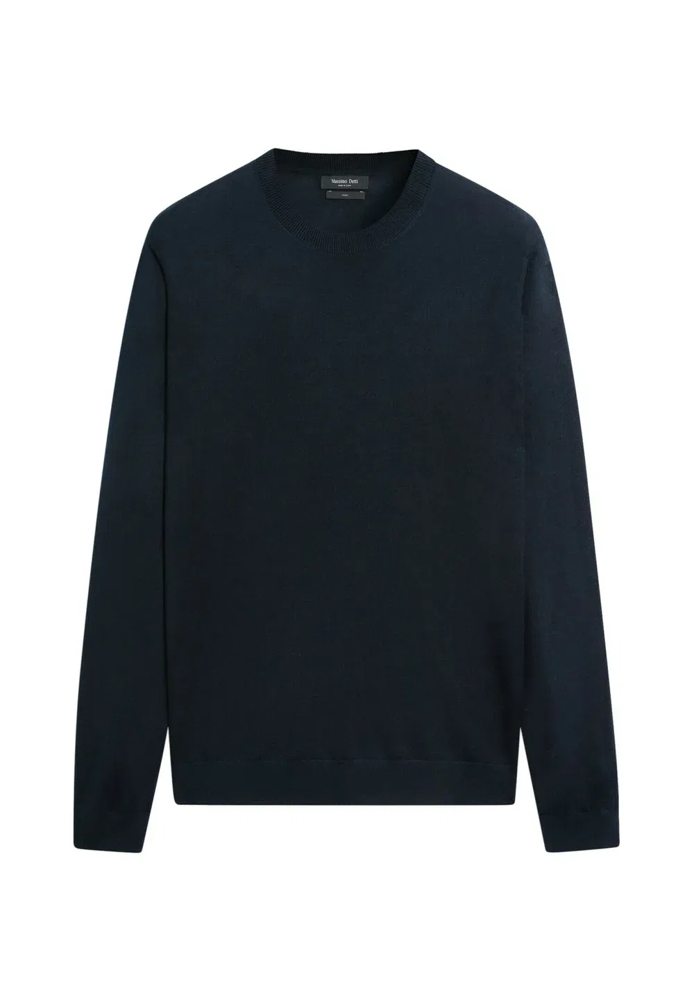 Вязаный свитер с круглым вырезом из 100% мериносовой шерсти Massimo Dutti, Dark Blue — фото 4