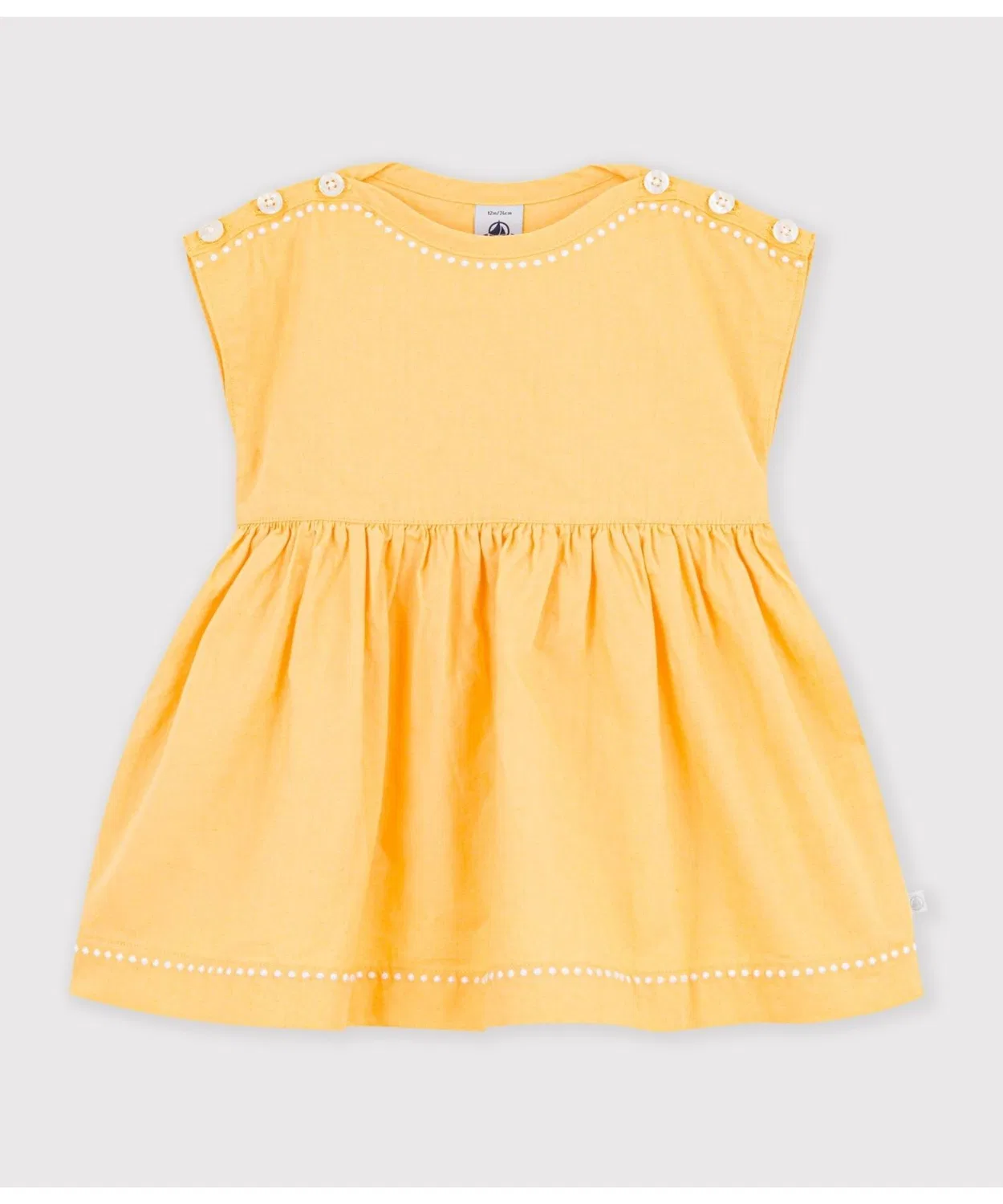Детское платье из хлопка и льна с коротким рукавом PETIT BATEAU, Желтое