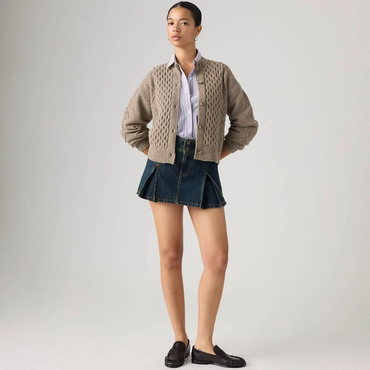 Мини-Юбка с обратными складками Levi's, Happy Tale Stone - Dark Wash