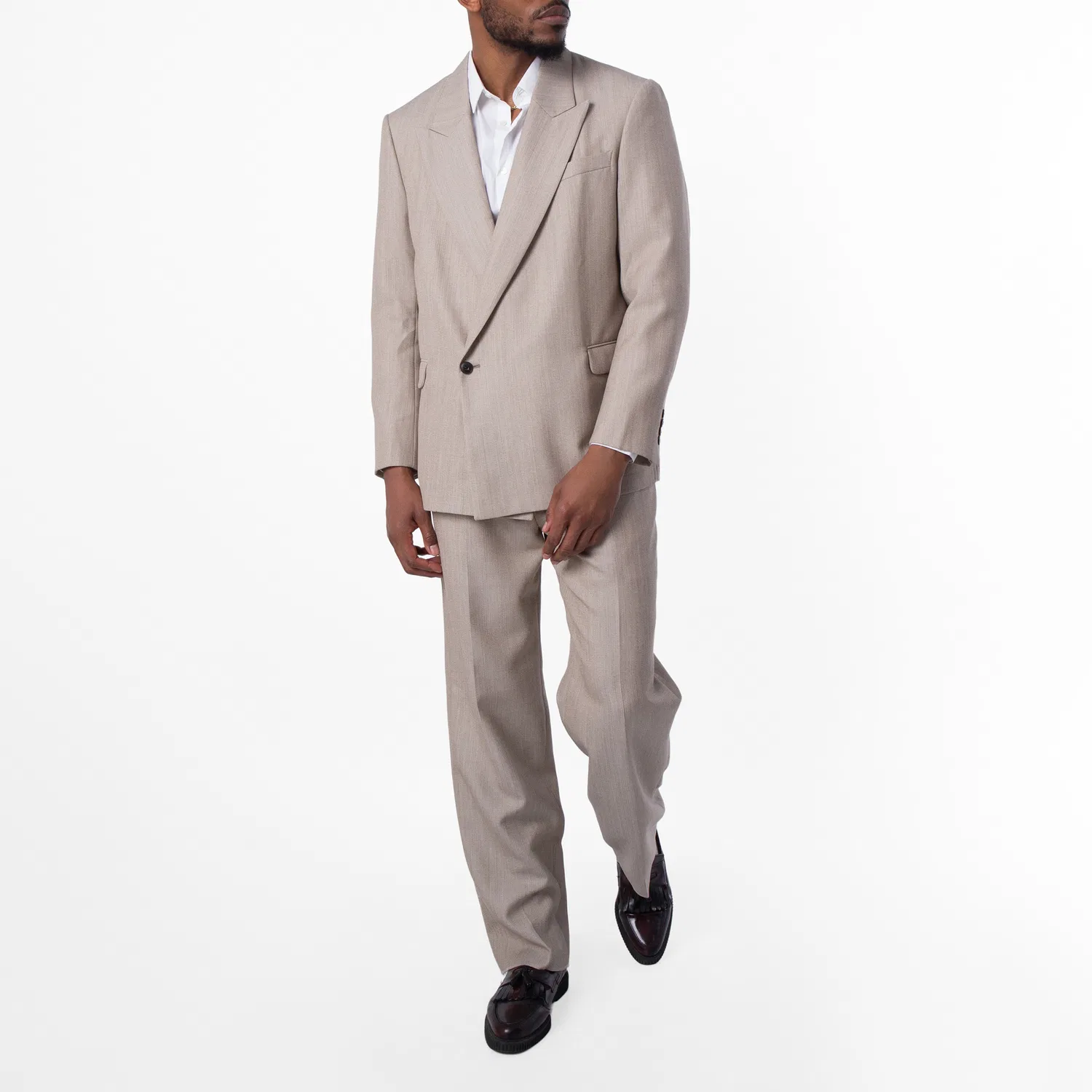 Костюм свободного кроя из чистой шерсти Loose-Fit Virgin Wool Suit Emporio Armani, Roasted Cashew