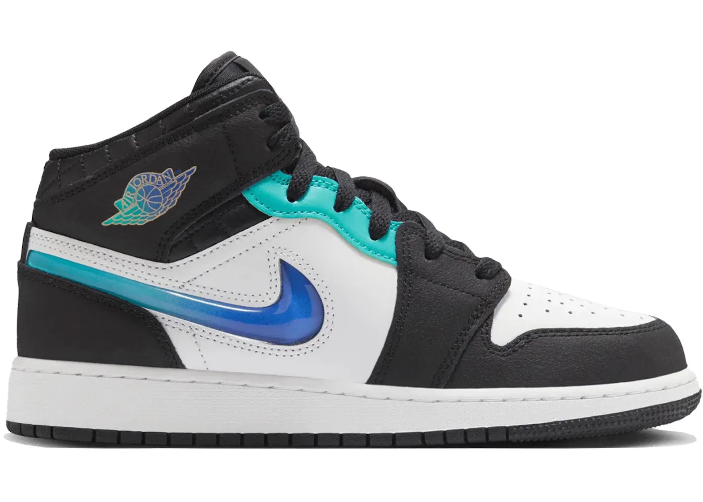 Детские кроссовки Lifestyle с принтом Jordan 1 Mid SE Jordan, Black/White/Hyper Jade/Siren Red