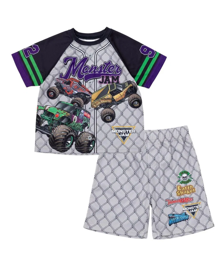 Спортивный комплект из футболки и шорт с принтом Monster Jam Monster Jam, Grey Monster Jam