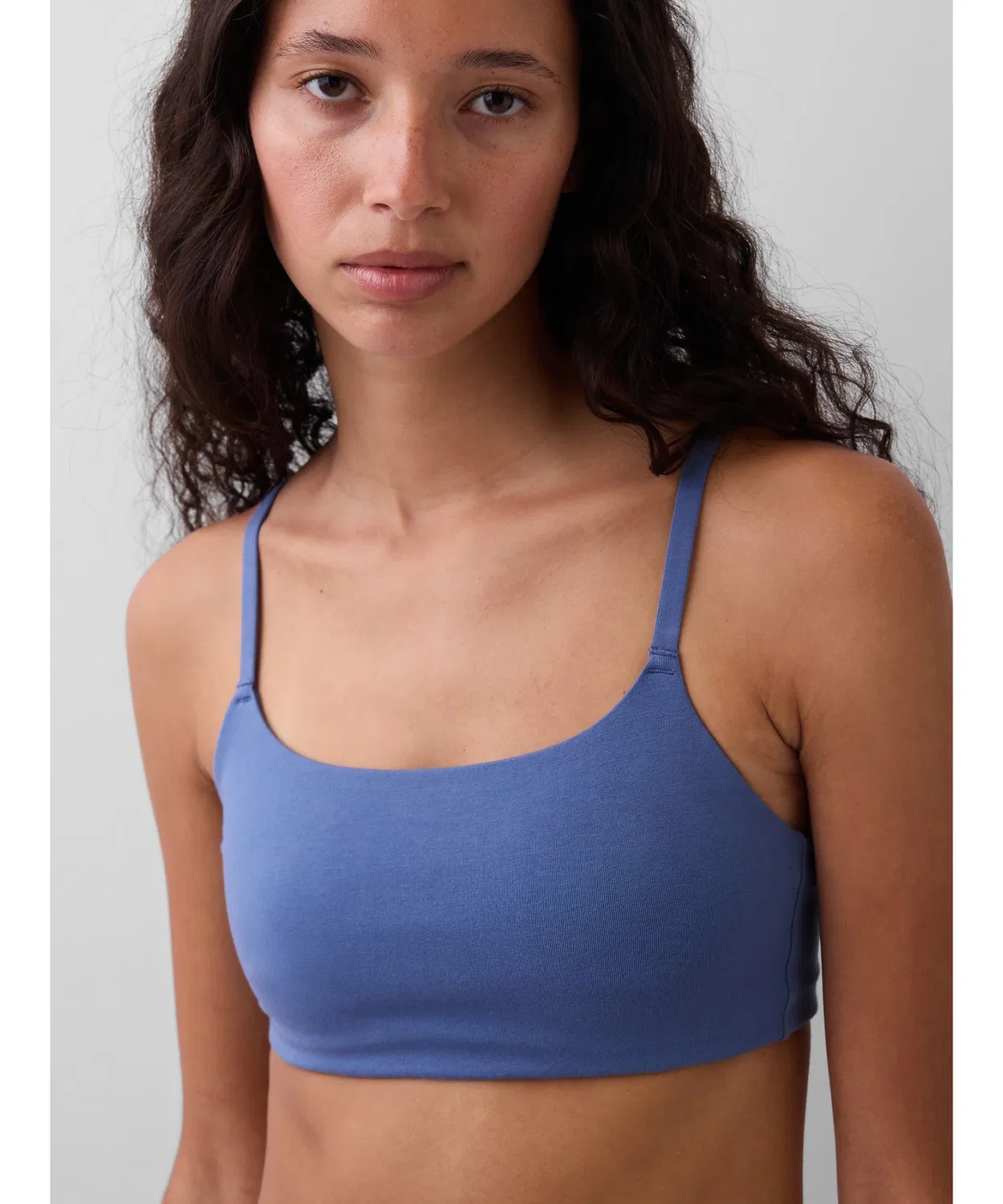 Женский бюстгальтер-топ без косточек с цветочным принтом Organic Stretch Cotton GAP, Blue