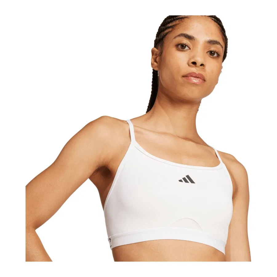 Спортивный бюстгальтер с высокой поддержкой Aeroreact Training 3-Stripes adidas, XL, Белый — фото 4